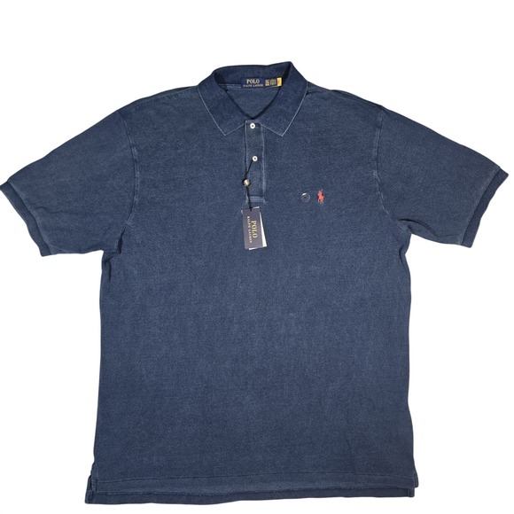 Polo Ralph Lauren Other - Polo Ralph Lauren Mens 2XLT Indigo Mesh polo Shirt 2XL Big Tall Blue Red Pony